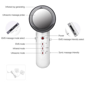 3 In 1 Ultrasonic Far Infrared EMS Facial Body Slimming Massager Skin Care Weight Loss Muscular Massage Firming Beauty Machine