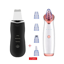 Load image into Gallery viewer, Ultrasonic Skin Scrubber Facial Cleaning Peeling Shovel Lifting Machine + Electric Vacuum Suction Cleaner Face Cleaning Blackhead Removal
