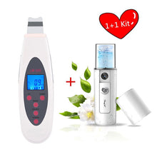 Load image into Gallery viewer, Ultrasonic Skin Scrubber Deep Face Cleaning Machine Remove Dirt Blackhead Peeling Lifting Massager + Nano Facial Steamer Sprayer
