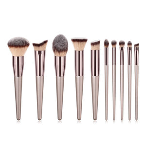 10pcs Champagne Makeup Brushes Set  Foundation Powder Blush Eyeshadow Concealer Lip Eye Make Up Brush Cosmetics Beauty Tools