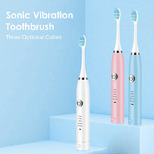 Load image into Gallery viewer, 2 Heads Sonic Electric Toothbrush Teeth Clean Tool Soft Hair Tartar Plaque Calculus Remover Oral Hygiene Care Battery Power
