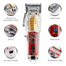 Load image into Gallery viewer, Rechargeable Electric Hair Clipper Men Hair Cutting Machine Transparent Cover Beard Hair Trimmer Cordless Hair Clipper Set
