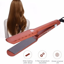 Load image into Gallery viewer, Professional Hair Flat Iron Temperature Adjustable Hair Straightener Titanium Alloy Heating Plate Hair Styling Tool
