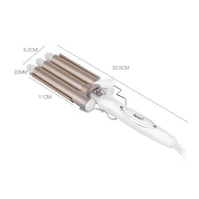 Load image into Gallery viewer, Professional 3 Barrels Big Wave Electric Hair Curlers Rollers Three Pipe Joint Ceramic Triple Barrel Hair Curling Iron Glove

