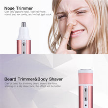 Load image into Gallery viewer, Portable 4in1 Multi-Functional Lady Women Rechargeable Shaver Eyebrow Shaping Nose Ear Hair Removal Device Armpit Razor
