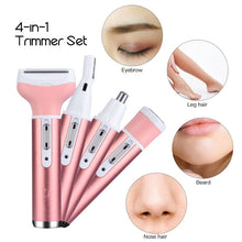 Load image into Gallery viewer, 4 In 1 Rechargeable Lady Shaver Razor Eyebrow Trimmer Body Underarm Groomer Electric Epilator Hair Removal Bikini Shaving

