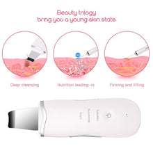 Load image into Gallery viewer, Ultrasonic Skin Scrubber Skin Peeling Extractor Facial Deep Cleaning Beauty Device + Skin Rejuvenation Nano Face Mist Steamer
