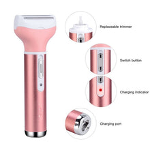 Load image into Gallery viewer, Portable 4in1 Multi-Functional Lady Women Rechargeable Shaver Eyebrow Shaping Nose Ear Hair Removal Device Armpit Razor
