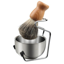 Load image into Gallery viewer, Professional Men Beard Brush Set Stainless Steel Bowl Stand Shaving Brush Mustache Shaving Facial Cleansing Tool
