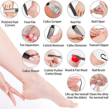 Load image into Gallery viewer, 23 in 1 Professional Pedicure Tools Set Foot Care Scrubber Pedicure Kit Manicure Foot Nail Tools Supplies Set for Woman Man Feet
