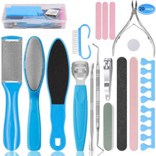 Load image into Gallery viewer, Pedicure Kit 20 in 1 Blue Stainless Steel Professional Pedicure Tools Set Foot Rasp Peel Callus Dead Skin Remover Foot Care
