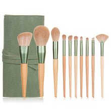 Load image into Gallery viewer, 10pcs Nature Wood Handle Makeup Brushes Set With Green Pineapple Bag Small Fan Powder Blush Foundation Eye Shadow
