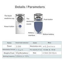 Load image into Gallery viewer, Mini Portable Nebulizer Handheld Nebulizer Home Daily Travel Use Silent Inhaler Mist Inhaler Atomizer Machine Children Adult
