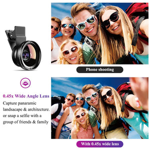 Professional Phone Camera Lens 12.5x Macro Camera Photo HD 0.45x Super Wide Angle Lens for Samsung IPhone All Smartphones