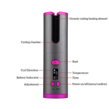Load image into Gallery viewer, Cordless Automatic Hair Curler Iron Wireless Curling Iron USB Rechargeable Hair Curler For Curls Waves LCD Display Ceramic Curly
