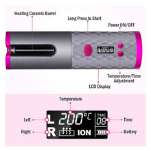 Load image into Gallery viewer, Wireless Automatic Hair Curler Rechargeable Ceramic Curling Iron Hair Waver Auto Rotating Tongs LCD Display Curly Styling Tools
