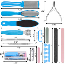 Load image into Gallery viewer, Pedicure Kit 20 in 1 Blue Stainless Steel Professional Pedicure Tools Set Foot Rasp Peel Callus Dead Skin Remover Foot Care
