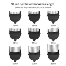 Load image into Gallery viewer, Bald Head Hair Clipper Shortcut Self-Haircut Kit Hair Trimmer Cordless Rechargeable Hair Cutter Shaving Machine With 9 Combs
