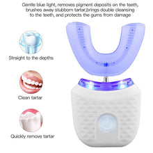 Load image into Gallery viewer, 360 Degrees Automatic Electric Toothbrush Rechargeable Ultrasonic U-Type Blue light Tooth Whitening Toothbrush
