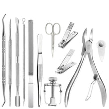 Load image into Gallery viewer, Professional Pedicure Tools Ingrown Toenail Tools Kit Nail Care Ingrown Toenail Removal Correction Clippers Foot Care 12 Pcs/Set
