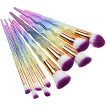 Load image into Gallery viewer, New 10pcs Diamond 3d Handle Makeup Brushes Gradient Colorful Foundation Eyeshadow Contour Blush Powder Kit Full Set
