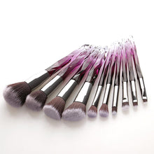 Load image into Gallery viewer, 10pcs Transparent Crystal Diamond Makeup Brushes Set Colorful Diamond Blush Foundation Eyeshadow Brush Beauty Tool Kit
