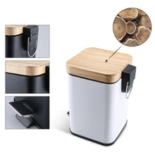 Load image into Gallery viewer, Double Layer Step Trash Can Garbage Rubbish Bin with Bamboo Lid Waste Container Organizer Bathroom Kitchen Office Decoration
