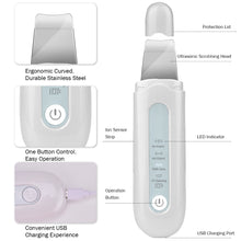 Load image into Gallery viewer, Face Ultrasonic Skin Scrubber Cleaner Ion Acne Blackhead Remover Peeling Shovel Cleaner Facial Massager Skin Scrubber Lift
