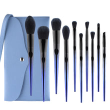 Load image into Gallery viewer, 10 Pcs Makeup Brushes Navy Blue Premium Synthetic Hair Foundation Blending Brush Tool Powder Eyeshadow Cosmetic Set Case
