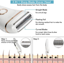 Load image into Gallery viewer, Electric Razors for Women Ladies Electric Shaver for Legs and Underarms Cordless Rechargeable Body Hair Remover with LED Display
