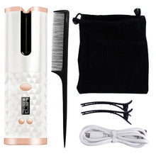 Load image into Gallery viewer, Wireless Automatic Hair Curler Rechargeable Ceramic Curling Iron Hair Waver Auto Rotating Tongs LCD Display Curly Styling Tools

