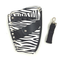 Load image into Gallery viewer, PU Leather Rivet Hair Scissor Bag Clips Bag Hairdressing Barber Scissor Holster Pouch Holder Case with Waist Shoulder Belt
