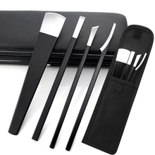Load image into Gallery viewer, 4Pcs/Set Black Stainless Steel Pedicure Knife Professional Pedicure Knife Set Foot Care Tool Nail Tool Kit With Bag

