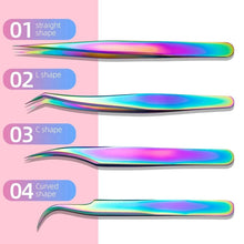Load image into Gallery viewer, 4PCS Lash Tweezers Set False Eyelash Extension Clip Pliers Eyebrow Tweezers For Hair Nail Art Soldering Lash Tongs Makeup Tools
