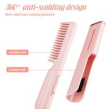 Load image into Gallery viewer, 2-in-1 Hair Straightener Tourmaline Ceramic Hair Curler Brush Hair Comb Straighteners Curling Hair Iron Hair Styler Tool
