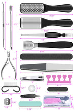 Load image into Gallery viewer, Pedicure Kit 23 in 1 Black Stainless Steel Professional Pedicure Tools Set Foot Rasp Peel Callus Dead Skin Remover Foot Care
