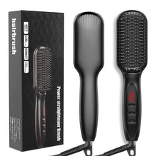 Load image into Gallery viewer, Pro Hair Straightener Hot Comb LCD Heating Electric Male Brush Straighten Hair Style Anti Static Ceramic Ionic Hair Brush For Men

