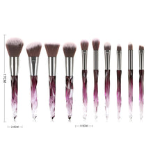 Load image into Gallery viewer, 10pcs Transparent Crystal Diamond Makeup Brushes Set Colorful Diamond Blush Foundation Eyeshadow Brush Beauty Tool Kit
