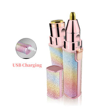Load image into Gallery viewer, 2 In 1 Electric Eyebrow Epilator Mini USB Rechargeable Face Lips Hair Removal Body Bikini Shavers for Women Lipstick Trimmer

