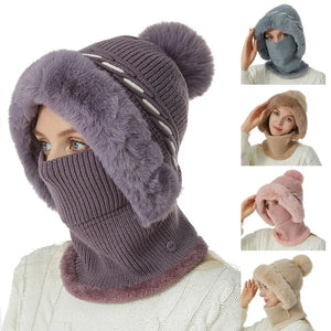 Warmer Knitted Hat Casual Winter Plush Ears Protection Cap Multipurpose Beanie Cap Outdoor