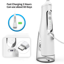 Load image into Gallery viewer, Oral Dental Irrigator Portable Water Jet Flosser Rechargeable USB 4 Modes 310ML Tank Water Jet Floss Tooth Pick IPX7 Waterproof
