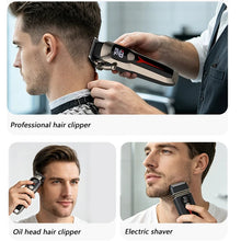 Load image into Gallery viewer, Men's Electric Hair Clipper Double Net Reciprocating Shaver 3Pcs Mother Kid Haircut Set Hair Clipper Oil Head Carving Shaving
