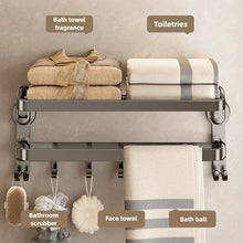 Load image into Gallery viewer, Wall-mounted Suction Cup Bathroom Towel Rack Gun Gray Aluminum Alloy Bathroom Punch-free Towel Rack Storage Rack
