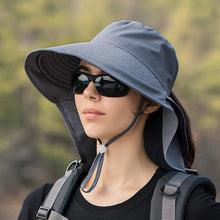 Load image into Gallery viewer, Wide Large Brim Bucket Hat Neck Protection Sun Hat Summer Outdoor UV Anti Shawl Visor Cap Fishing Hiking Ladies Hat Women Bonnet
