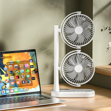 Load image into Gallery viewer, Dual Head Fan with Adjustable Air Speed and Direction USB Powered Convenient Desktop Fan

