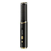 Load image into Gallery viewer, Anti-Scald Portable Hair Straightening Brush Rechargeable Hot Brush with Display for Frizz Control and Hair Ends
