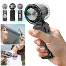 Load image into Gallery viewer, 100-Speed Turbo Handheld Fan with LED Light - Rechargeable, Foldable &amp; Portable for Camping, Office, Travel &amp; Home Cooling
