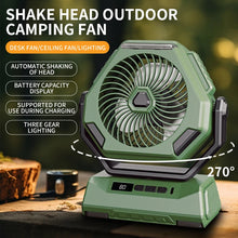Load image into Gallery viewer, 6000mAh Camping Fan Rechargeable Outdoor Fan Ceiling Oscillating Fan Portable Air Conditioner Air Cooler with Lighting
