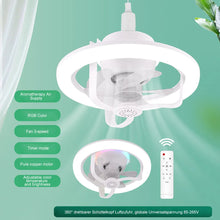 Load image into Gallery viewer, 50W Ceiling Fan Light Round LED Pendant Light 360°rotating Fan Blade Smart Remote Control For Living Room Bedroom Ceiling Light
