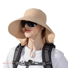 Load image into Gallery viewer, Hat With Neck Flap Hiking With Ponytail Hole Fishing Bucket Available in 7 Colors Sun Protection Dirt Resistant
